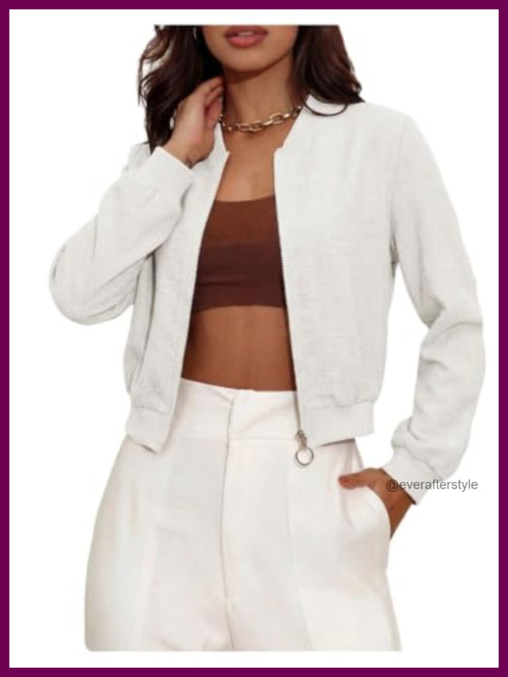 Women's Lightweight Bomber Zip Up Baseball Jacket Casual Fall Coat